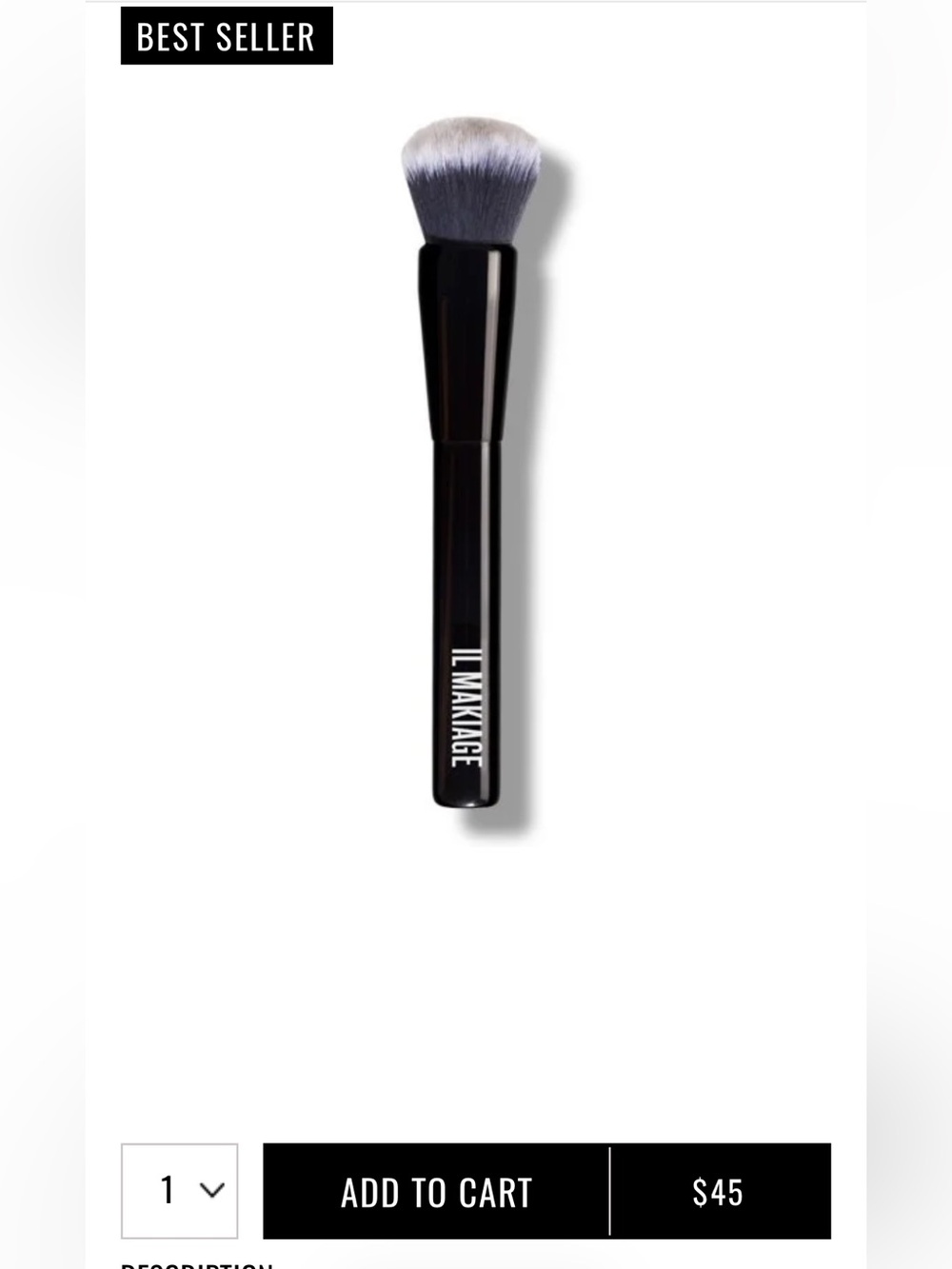IL MAKIAGE Black Handle Foundation Brush with Gray-White Bristles